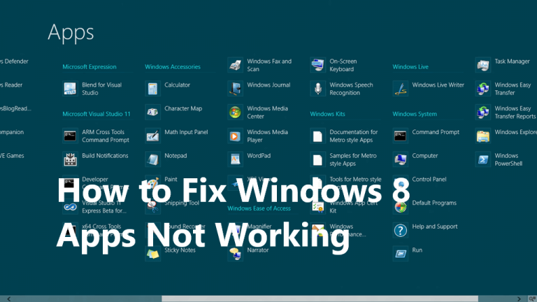 Windows 8 Apps Not Working