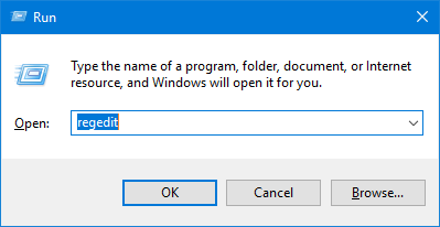 Press the Windows key + R to open the Run prompt, then type regedit and press Enter