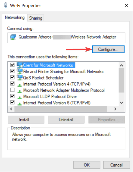 Click on Configure has given inside the properties window