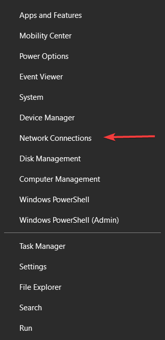 Press Win+X button on your keyboard and choose the Network Connections