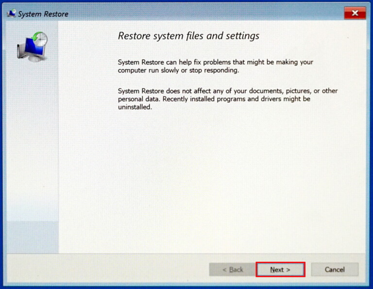 Restore system files