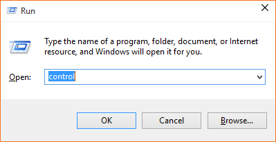 Get Control Panel in Windows 10 from the Run Dialog Box