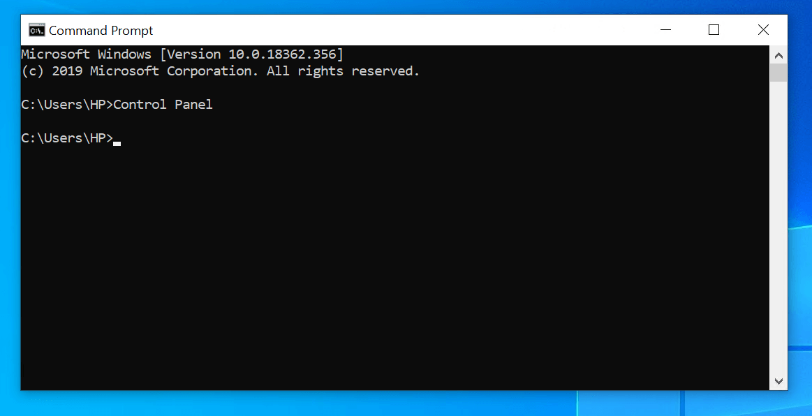 command line open control panel windows 10