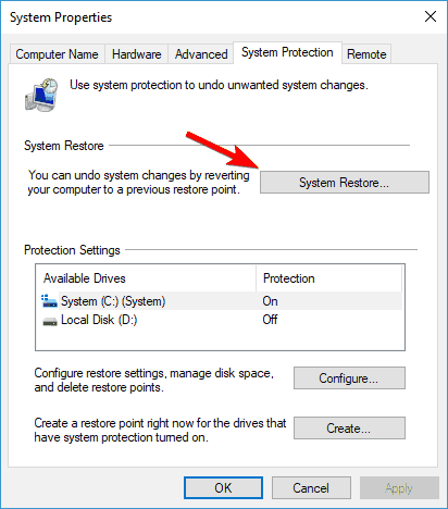 problem resetting your pc 3 - use system restore point