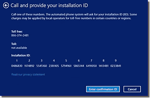 Call and provide your installation ID